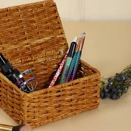 akway Beige Self Design Wicker Basket Multi-Utility Organisers-picture-33