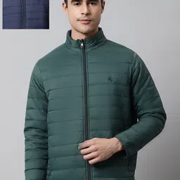 Cantabil Men Green Reversible Puffer Jacket image 1