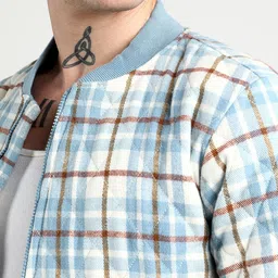 Campus Sutra Men Tartan Checks Lightweight Bomber Jacket image 4