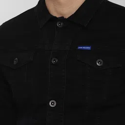VAN HEUSEN DENIM LABS Men Black Washed Denim Jacket image 2