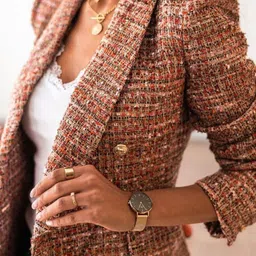 StyleCast Brown Checked Shawl Collar Open Front Jacket image 2