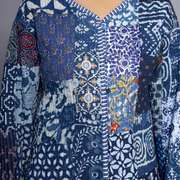 HANDICRAFT PALACE Floral Printed Reversible Pure Cotton Open Front Jacket image 3