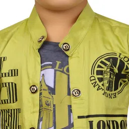 BAESD Boys Typography Printed Mandarin Collar Tailored Jacket With Attached T-shirt image 2
