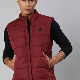 U.S. Polo Assn. Men Maroon Solid Padded Jacket image 2