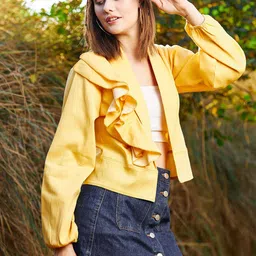 Athena Women Cotton Denim Open Front Jacket image 3