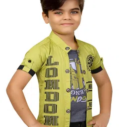 BAESD Boys Typography Printed Mandarin Collar Tailored Jacket With Attached T-shirt image 3