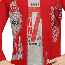 BAESD Boys Typography Printed Mandarin Collar Tailored Jacket With Attached T-shirt image 3