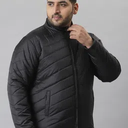Instafab Plus Men Black Windcheater Padded Jacket image 3
