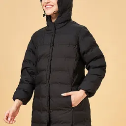 Honey by Pantaloons Hooded Long Sleeves Longline Puffer Jacket image 3