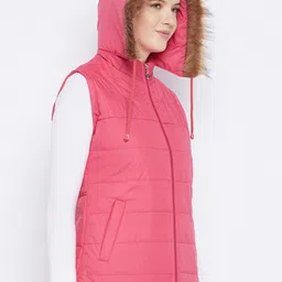 VERO AMORE Faux Fur Trim Hooded Sleeveless Padded Jacket image 5