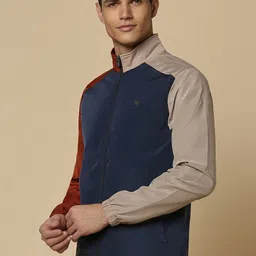 Allen Solly Colourblocked Mock Collar Long Sleeve Zip Detail Bomber Jacket image 5