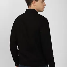 VAN HEUSEN DENIM LABS Men Black Geometric Denim Jacket with Patchwork image 4