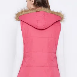 VERO AMORE Faux Fur Trim Hooded Sleeveless Padded Jacket image 4