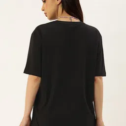 JUNEBERRY Typography Printed Drop-Shoulder Oversized Pure Cotton T-shirt image 4