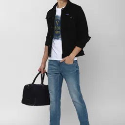 VAN HEUSEN DENIM LABS Men Black Washed Denim Jacket image 5