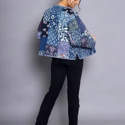 HANDICRAFT PALACE Floral Printed Reversible Pure Cotton Open Front Jacket image 5