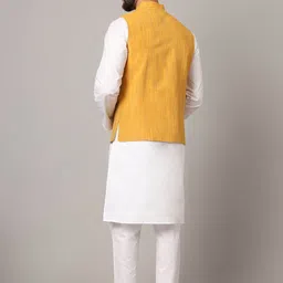 Latest Chikan Garments Striped Woven Nehru Jacket image 5