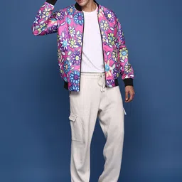 SHOWOFF Men Windcheater Crop Bomber with Embroidered Jacket image 5