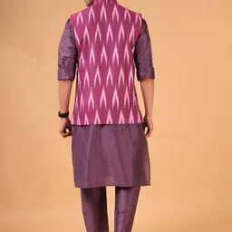 SHIWAM ETHNIX Ikat Printed Cotton Nehru Jacket image 5