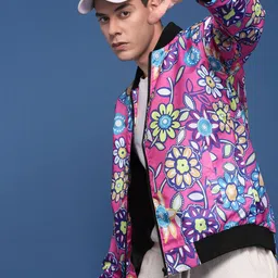 SHOWOFF Men Windcheater Crop Bomber with Embroidered Jacket image 1