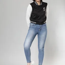 NUEVOSDAMAS Stand Collar Bomber Jacket image 4