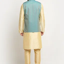 KRAFT INDIA Regular Pure Silk Kurta & Churidar With Woven Design Nehru Jacket image 5