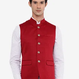 JB STUDIO Men Solid Wool Regular Fit Waistcoat-picture-1