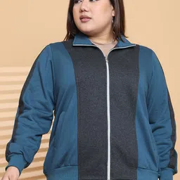 theRebelinme Women Colourblocked Fleece Open Front Jacket-picture-25