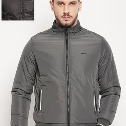 Duke Men Grey & Grey Melange Reversible Puffer Jacket-image-31