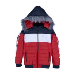 Status Quo Boys Red Navy Blue Colourblocked Hooded Puffer Jacket-picture-14
