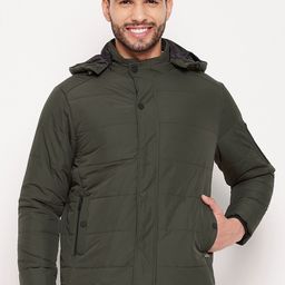 Duke Men Olive Green Solid Padded Jacket-picture-49