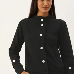 Campus Sutra Women Black Windcheater Cotton Tailored Jacket-picture-28