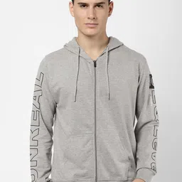 R&B Men Grey & Black Printed Hooded Cotton Sweatshirt-picture-33