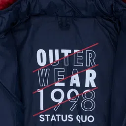 Status Quo Boys Red Navy Blue Colourblocked Longline Puffer Jacket image 2