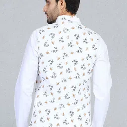 TAHVO Men White Printed Nehru Jackets image 5