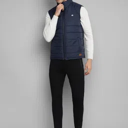 Allen Cooper Men Navy Blue & Grey Reversible Sleeveless Quilted Jacket image 4