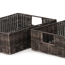 Pure Home and Living 2 Pcs Brown Laundry Baskets image 4