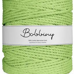 bobbiny 3Ply Twisted Macrame 4mm 100Mtr.Cotton Cord Dori Thread Macrame Light Green-picture-11