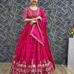 Embroidered Semi Stitched Lehenga Choli-image-10