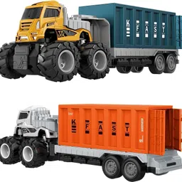 shipease Die Cast Logistic Transport Truck Friction Powered Car Carrier Trailer Toy kids-picture-24