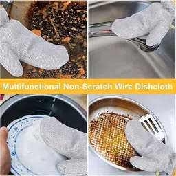 dhiyonix Wire Dishwashing Gloves Kitchen Cleaning Skin-Friendly Washing Gloves Wet Glove Wet and Dry Glove Set image 3