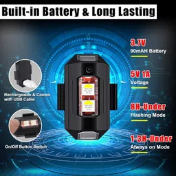 nsv USB Rechargeable Combo-Horn Bell Light& Strobe Drone No.Plate Helmet Break Light LED Front Rear Light Combo image 5