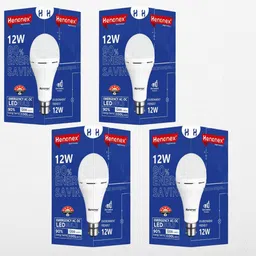 henonex 12W Emergency Bulbs Pack of 4 | Rechargeable Backup Lighting for Power Cuts 4 hrs Bulb Emergency Light image 1