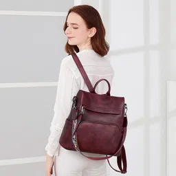 craftwood Small 20 L Backpack Backpack Women, with Pouch Crossbody PU Leather Anti-Theft Travel image 5