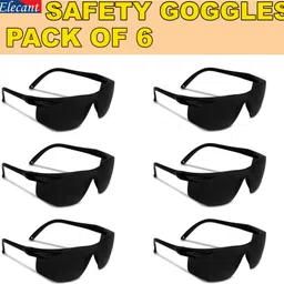 elecant PACK-6 Wrap-Around Eye Protection Polycarbonate Industrial Black Safety Goggles For Laboratory, Power Tool, Wood-working, Welding, Blowtorch Safety Goggle-picture-11