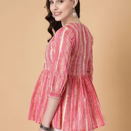 god bless Casual Regular Sleeves Striped Women Multicolor Top image 2