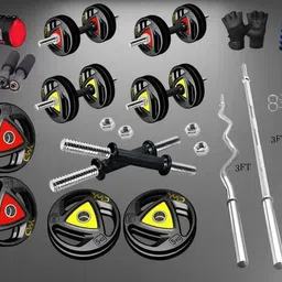 ymd 20 kg Metal Integrated Rubber Plates (2.5kgx4, 5kgx2) 3FT Curl & Straight 28mm Rod Home Gym Combo-picture-20