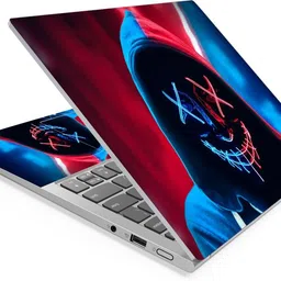 Techfit HD Printed Easy to Install Full Panel Laptop Skin/Sticker/Stretchable Vinyl/Cover for all Size Laptops upto 15.6 inch No Residue, Bubble Free - Hacker Anonymous Red Blue Self Adhesive Vinyl Laptop Decal 15.6 image 1