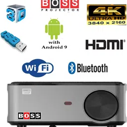 BOSS S21A Latest FHD 3D Android Smart Wi-Fi Bluetooth Projector | 6800 Lumens upto 300' Display with Native 1920X1080P (FHD) Resolution | Keystone Correction, HiFi Dolby Digital | 1 Year Warranty | (S21A) (6800 lm / Wireless / Remote Controller) Portable Projector image 2