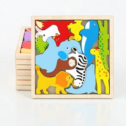 vhd Multicolor Wooden Animal Puzzle – Fun & Educational Toy for Kids W105-picture-33